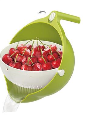 Double Drain Basket Bowl Washing Kitchen Strainer Vegetables