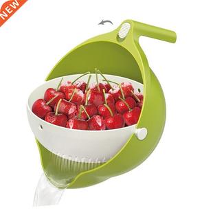 Washing Kitchen Vegetables Strainer Drain Basket Double Bowl