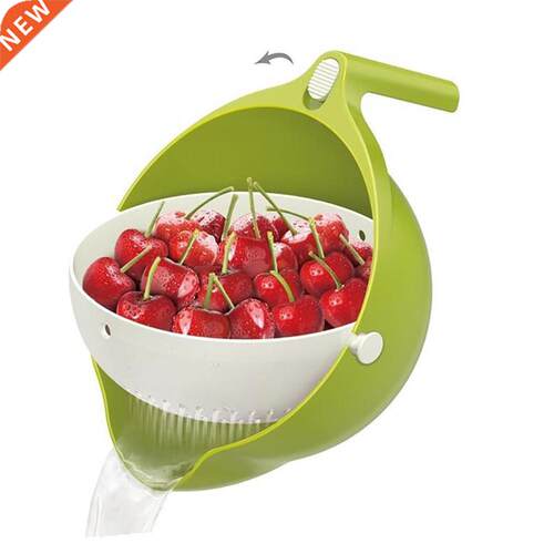 Double Drain Basket Bowl Washing Kitchen Strainer Vegetables