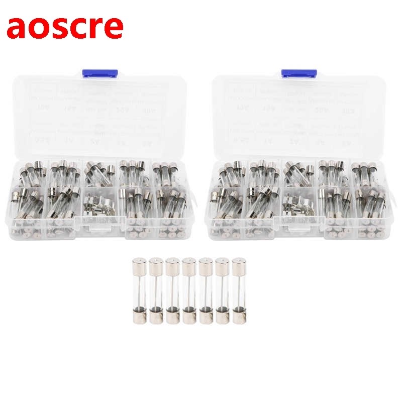 2Boxes Glass Tube Fuse Kit 0.5A-30A Fast Acting Quick Blow F