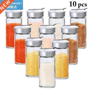 10pcs/set Seasoning Bottle Transparent Glass Seasoning Shake
