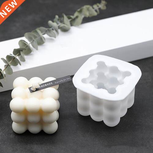 2 PCS Candles Mould 3D Bubble Square Silicone Mold DIY Soy A