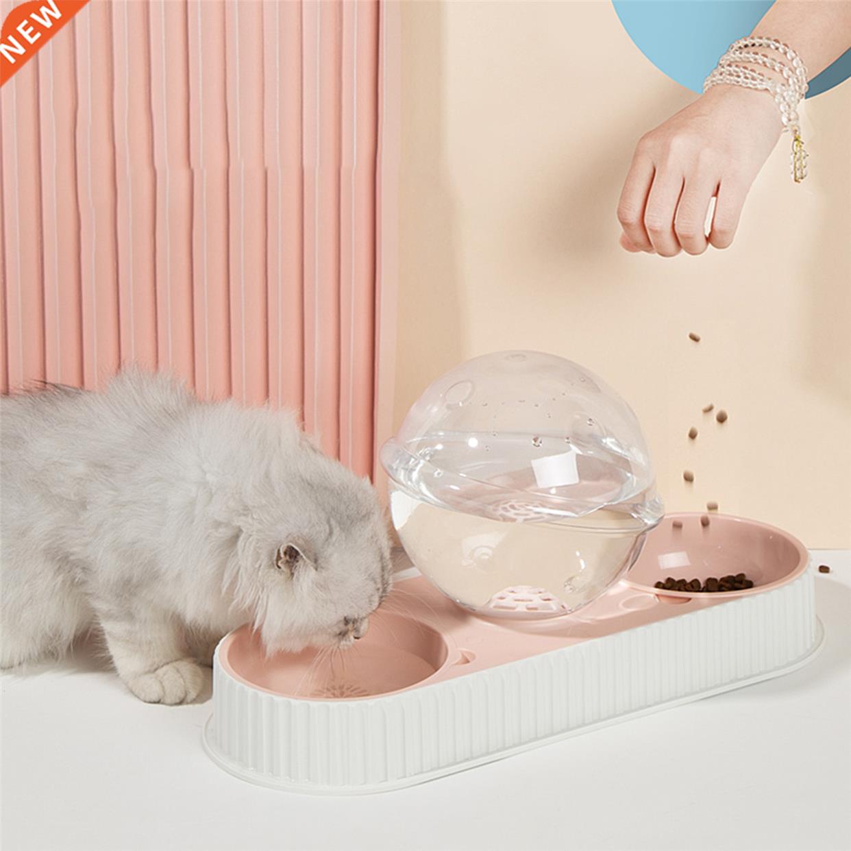 Plastic Pet Feeding Drinkers Cat Dog Automatic Feeder Drinki