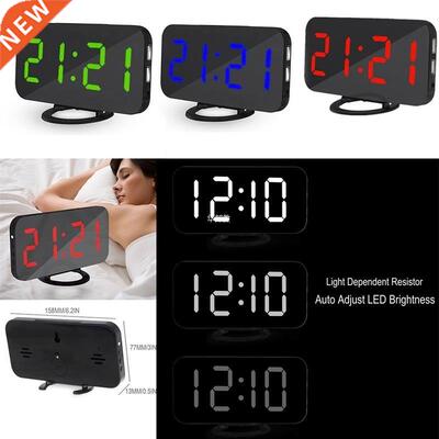 Digital Led Clock USB Cable Digital Alarm Clock LED Mirror C