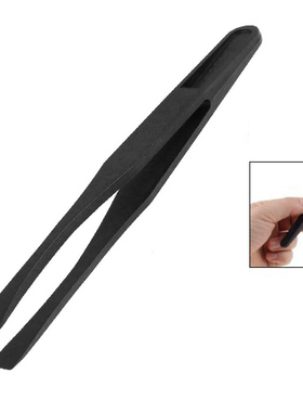 10x 115mm Long Flat Tip Black Antistatic Tweezers 3 Pcs