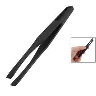 10x 115mm Long Flat Tip Black Antistatic Tweezers 3 Pcs