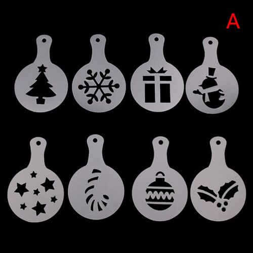 New 8pcs Plastic Fancy Coffee Printing Model Cafe Foam Spray