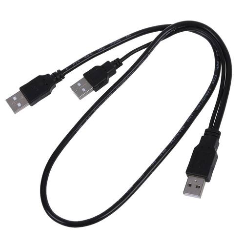 USB 2.0 Type A Male to USB A Male Y Splitter Cable Cord Blac