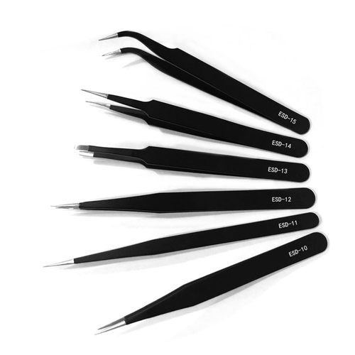 2/3/4PCS ESD Stainless Steel Tweezers Anti-Static Precision