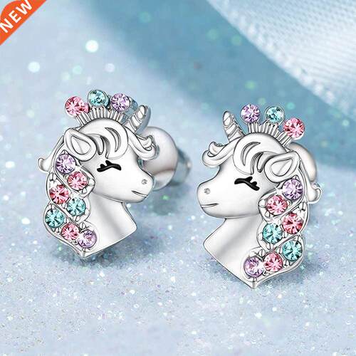 Unique Fashion Unicorn Crystal Birthstone Earrings Popular A
