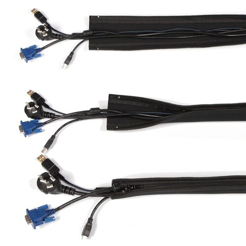 Neoprene Cable Management Sleeve Zipper Wrap Wire Hider