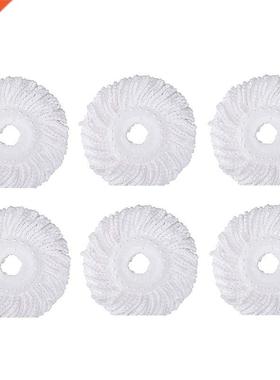 6Pcs 60° Spin Mop Replacement Head, Round Shape Microfib