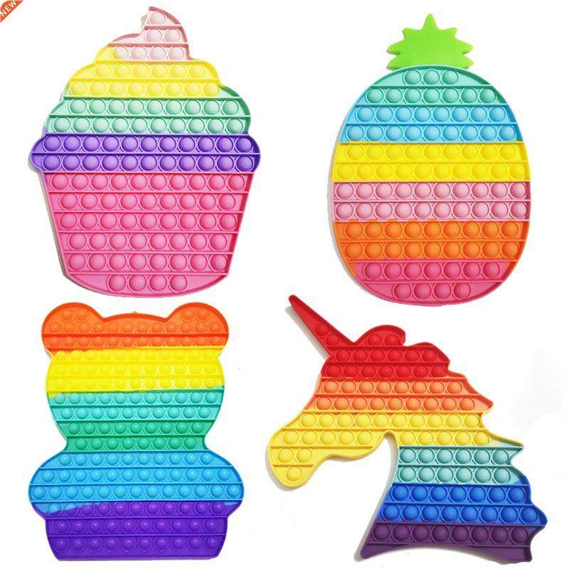 jumbo pop grand xxl fidgets toy big rainbow horse popper