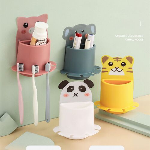 1Pc Wall-Mounted Household Self-Adhesive Toothbrush Storage