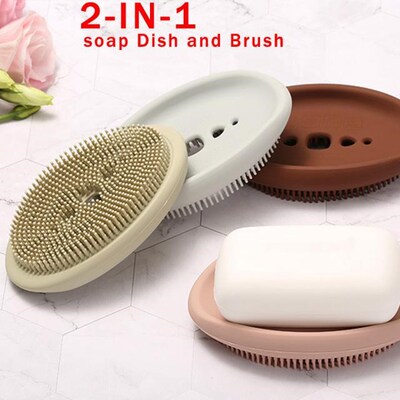 2-In-1 Soap Dish Silicone Soap Box Holder For Bathroom Toile