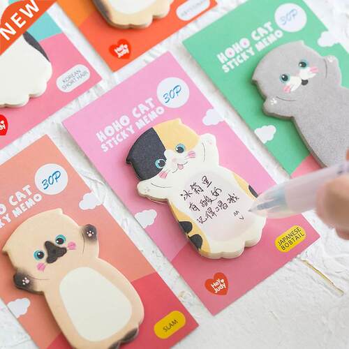 1 Pcs Cute Cat Series Sticky Note Student Message Sticker N