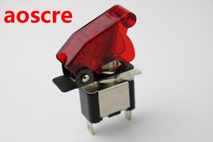 RED illuminated LED Toggle Switch With Missile Style Flick C