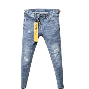 jeans for men 2021 brand Ripped hole guy cowboy stretch skin