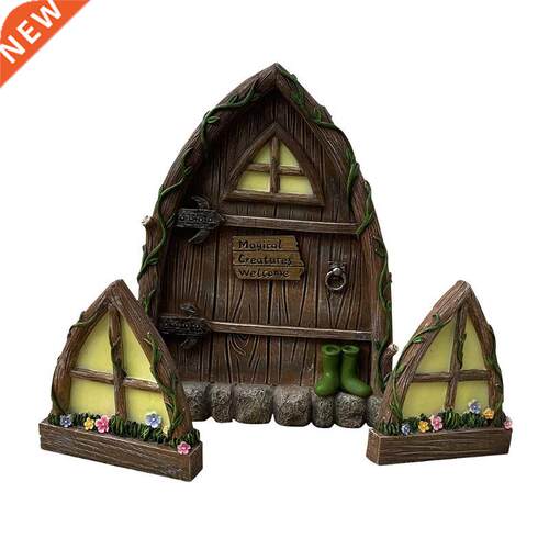 3 Pcs Door and Wndow for Trees Garden Decor Glow n The Dar