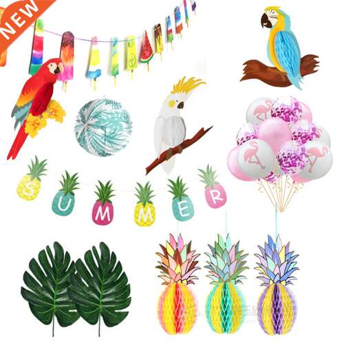 Tropical Parrot Decorations Happy Summer Banner Photo Props