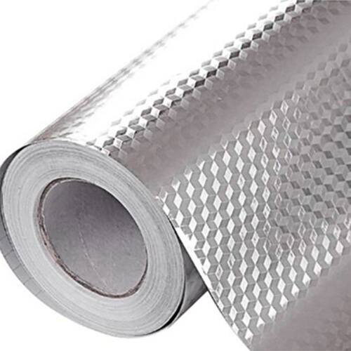 5M 3D Cubic Grid Aluminum Oil Proof Sticker Kitchen Orange P