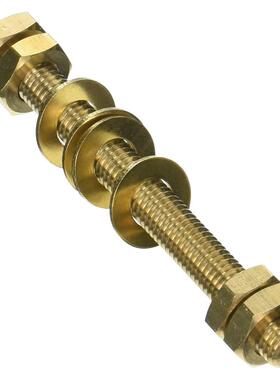 10mm x 110mm Threaded Rod Brass Double Headed Bolt with 4 Nu