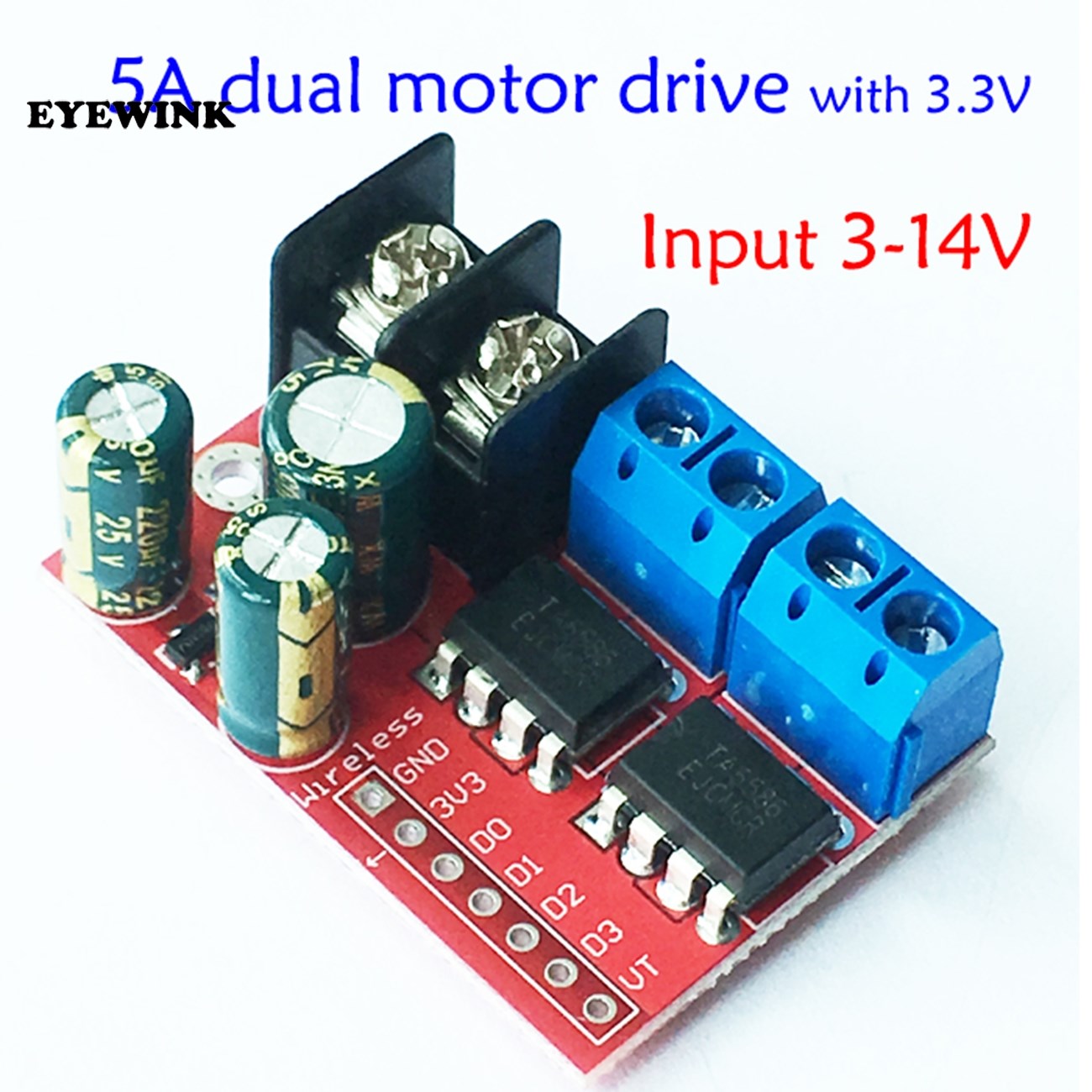 5A dual DC motor drive module can be controlled by remote co