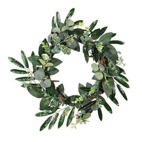 Artificial Olive Leaf Eucalyptus Wreath for Festival Celebra