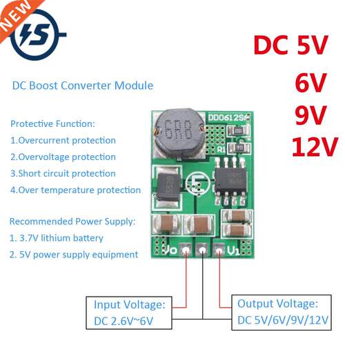 Boost Converter Module 3.5A DC To DC 2.6V~5V to 5V 6V 9V 12V