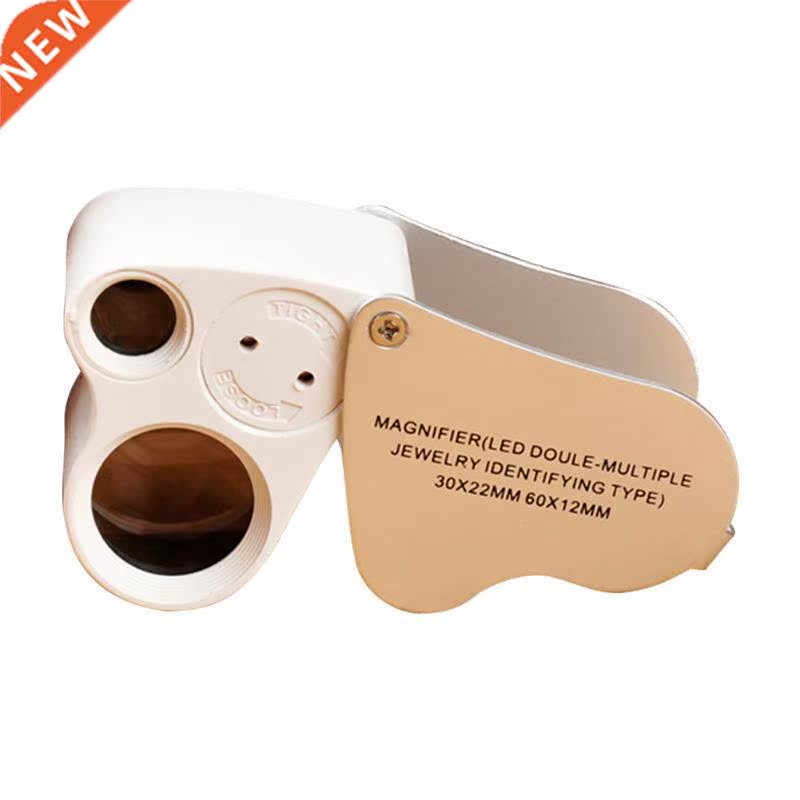 2LED 0X 60X Double Glass Magnifier Silver Jeweler Magnifyin