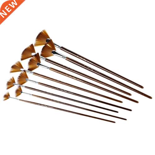 9Pcs Fan Shape Brush Painting Pen Set Nylon Hair Acrylic Wat