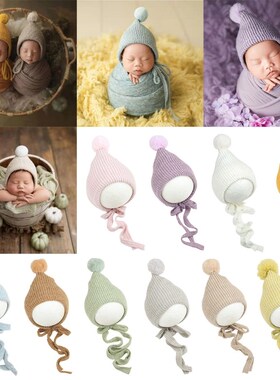 Baby Knitted Hair ball Hat Newborn Photography Props Infants