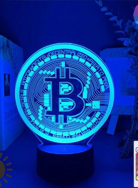 Acrylic Led Night Light Bitcoin for Room Decorative Nightlig