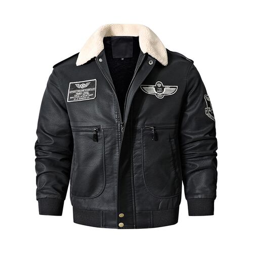 Men's Bomber Motorcycle Leather Jacket Vintage Brown Militar