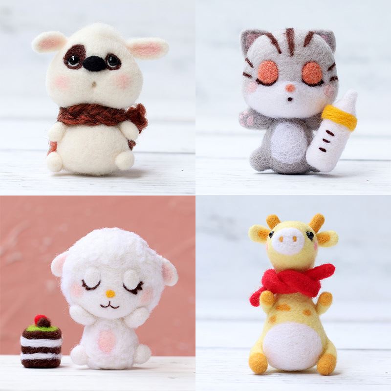 Creative Handmade Pets Toy Doll Wool Felt Needle Poked Kitti