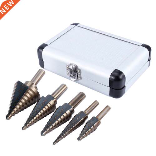 5Pcs HSS Step Titanium Cone Drill Hole Cutter Bit Set Tool w