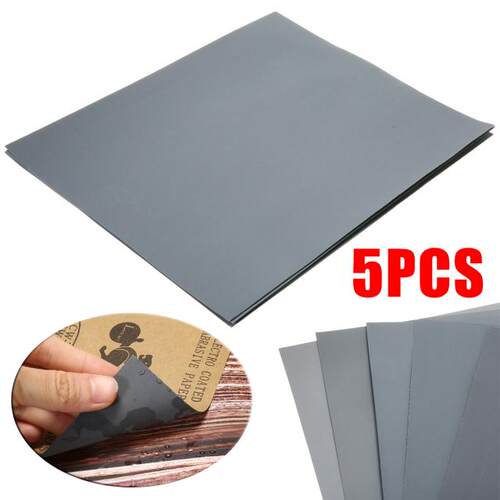 5Pcs Waterproof Sand Papers Wet and Dry Sand Paper Mixed Ass