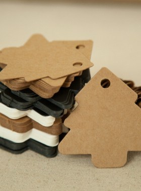 50pcs/set DIY Christmas Tree Shape Kraft Clothes Hang tag Ch