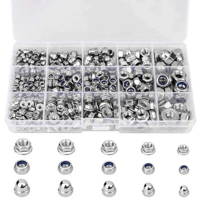 385pcs Flange Nut Assortment Kit M3 M4 M5 M6 M8 Round Cap Nu