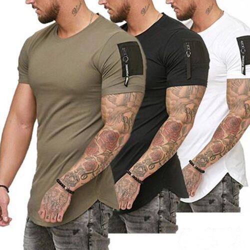 Short Sleeve Zipper Shoulder Streetwear Hip Hop Summer T Shi