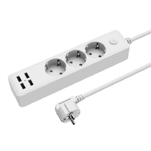 EU Power Strip Socket 2500w with 4 USB Charging Ports Outlet