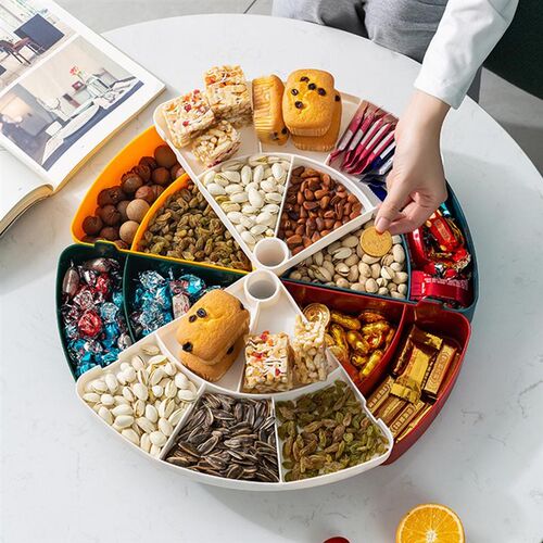 Rotation 2-Layer Candy Box Nut Case Snack Storage Box