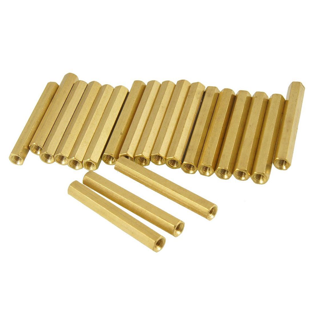 20 Pcs M3X35mm Hex Head Brass Female Thread PCB Standoff Spa