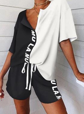 Summer Two Piece Set Women Tracksuit Casual Home Clothes Cro