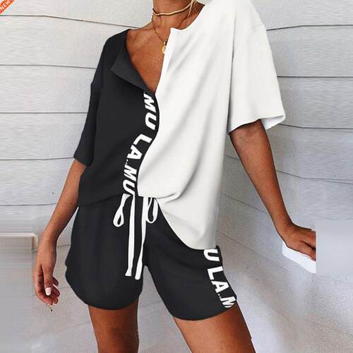 Summer Two Piece Set Women Tracksuit Casual Home Clothes Cro