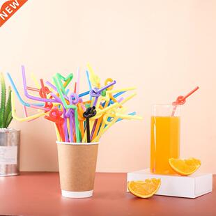 100PCS Multicolor Straws Extra Long Plastic Drinking Straws