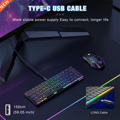 Mechanical Keyboard Type-C Wired Gaming Keyboard RGB Backlit