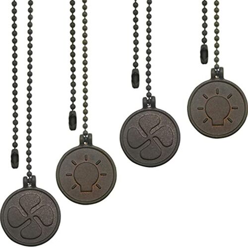 Ceiling Fan Pull Chain Set, 4 Pieces Bulb and Fan Pattern Pu
