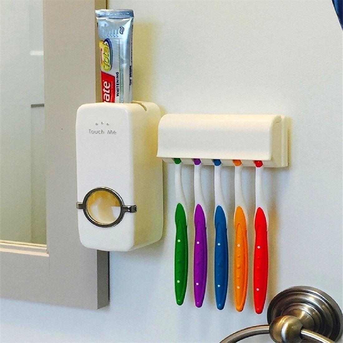 Hot Sale Toothpaste Dispenser 5 Toothbrush Holder Set Wall M