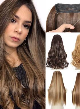 No Clip Invisible Wire Hair Extensions Straight Synthetic Cl